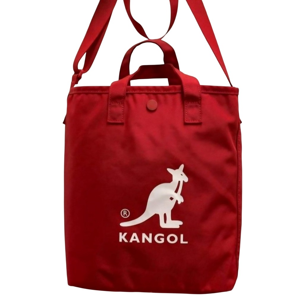Kangol Red Canvas Tote Bag Crossbody Kangaroo Logo Adjustable Strap Y2K RETRO - Picture 2 of 7